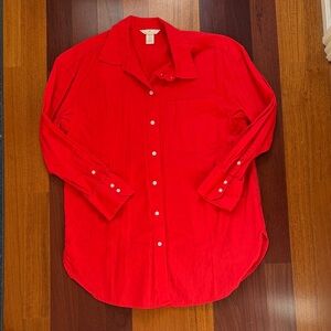 H&M | Pinky-Red Linen-blend Button Down Shirt NWOT | Size Large